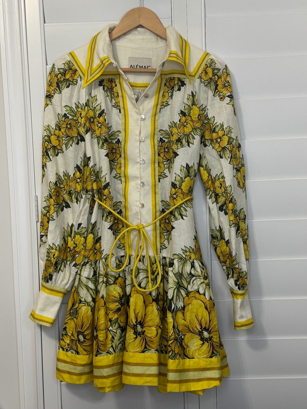 Alemais Gisela Floral Long Sleeve Linen Shirtdress